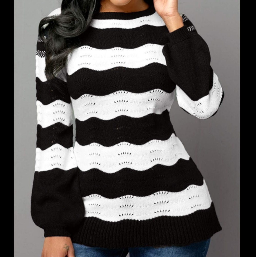 Balloon Sleeve Striped Sweater sz M (Juniors)